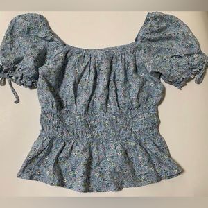 Kingston Blue/Multi Color Off the shoulder Crop Top